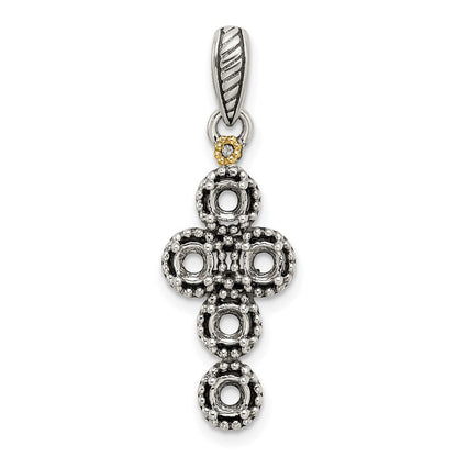 Sterlingsilber Antikisiert mit 14K/silver Bicolor 5-stone mit Diamant Mutter Anhänger