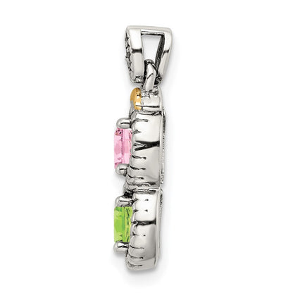 Sterlingsilber Antikisiert mit 14K/silver Bicolor 2-stone mit Diamant Mutter Anhänger