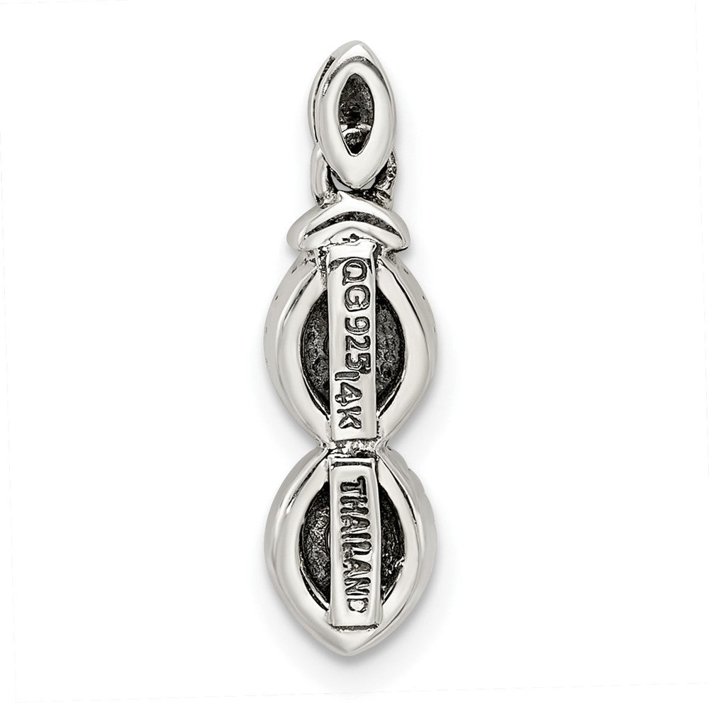 Sterlingsilber Antikisiert mit 14K/silver Bicolor 2-stone mit Diamant Mutter Anhänger