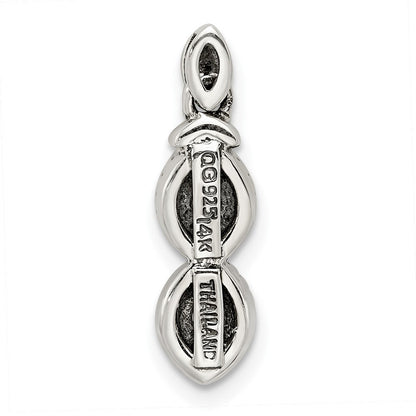 Sterlingsilber Antikisiert mit 14K/silver Bicolor 2-stone mit Diamant Mutter Anhänger