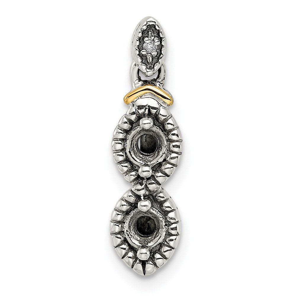 Sterlingsilber Antikisiert mit 14K/silver Bicolor 2-stone mit Diamant Mutter Anhänger