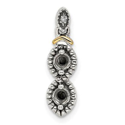Sterlingsilber Antikisiert mit 14K/silver Bicolor 2-stone mit Diamant Mutter Anhänger