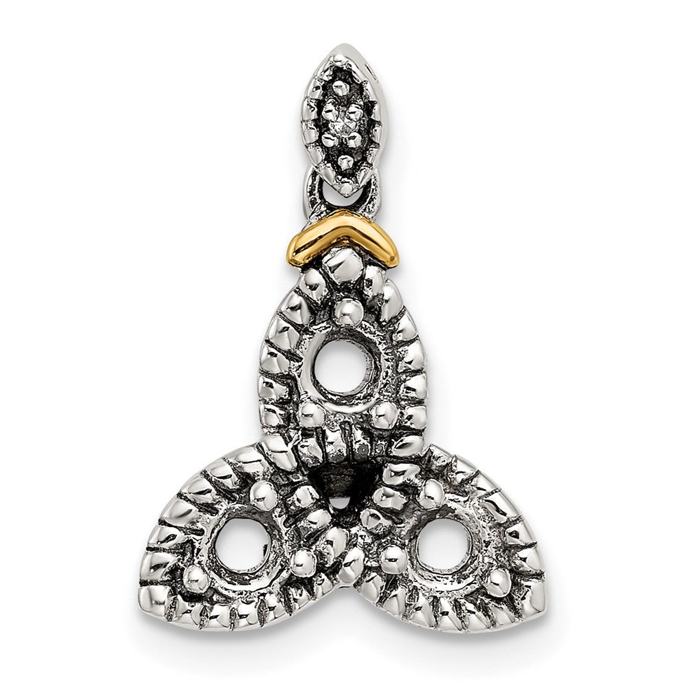 Sterlingsilber Antikisiert mit 14K/silver Bicolor 3-stone mit Diamant Mutter Anhänger