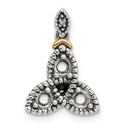 Sterlingsilber Antikisiert mit 14K/silver Bicolor 3-stone mit Diamant Mutter Anhänger