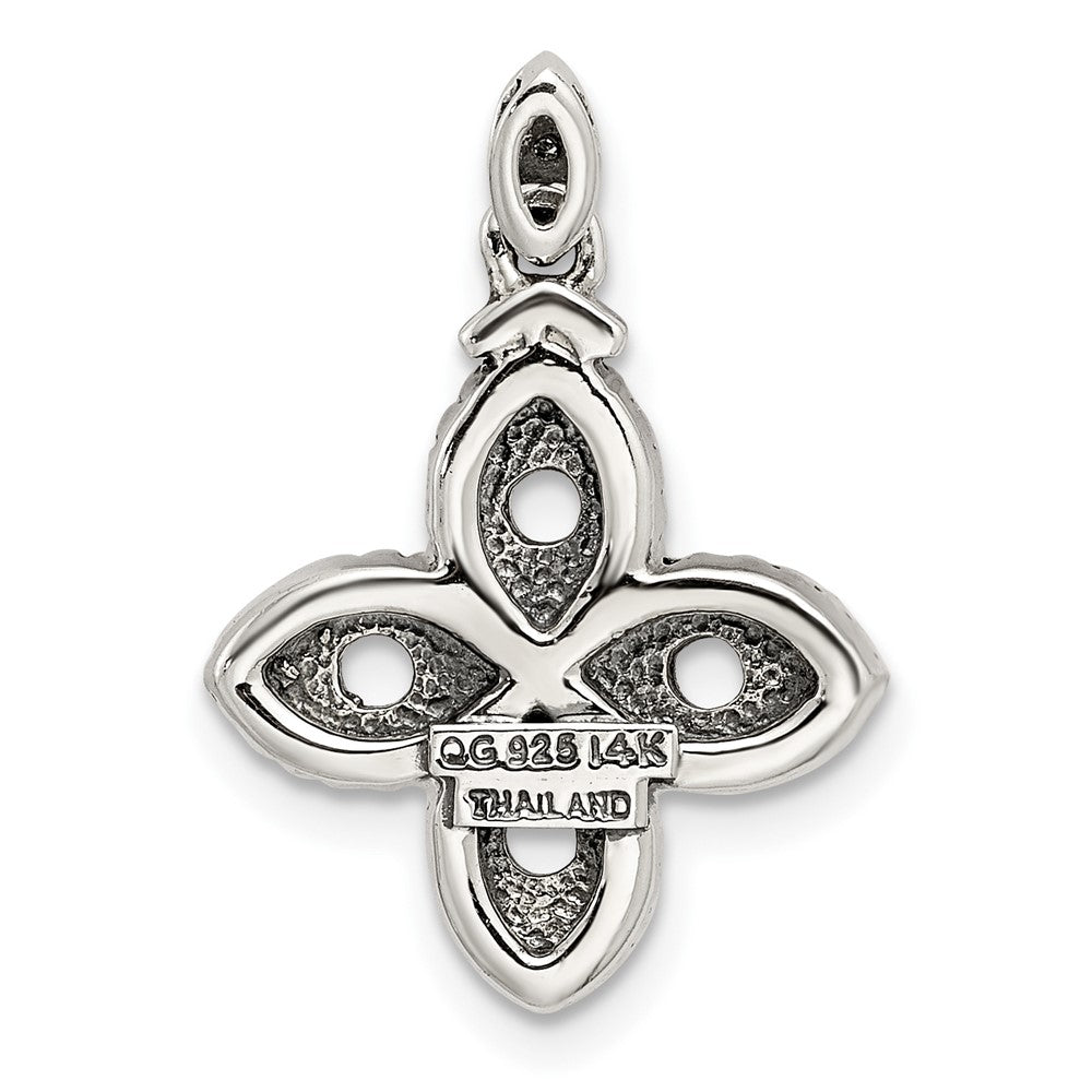 Sterlingsilber Antikisiert mit 14K/silver Bicolor 4-stone mit Diamant Mutter Anhänger