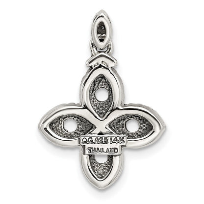Sterlingsilber Antikisiert mit 14K/silver Bicolor 4-stone mit Diamant Mutter Anhänger