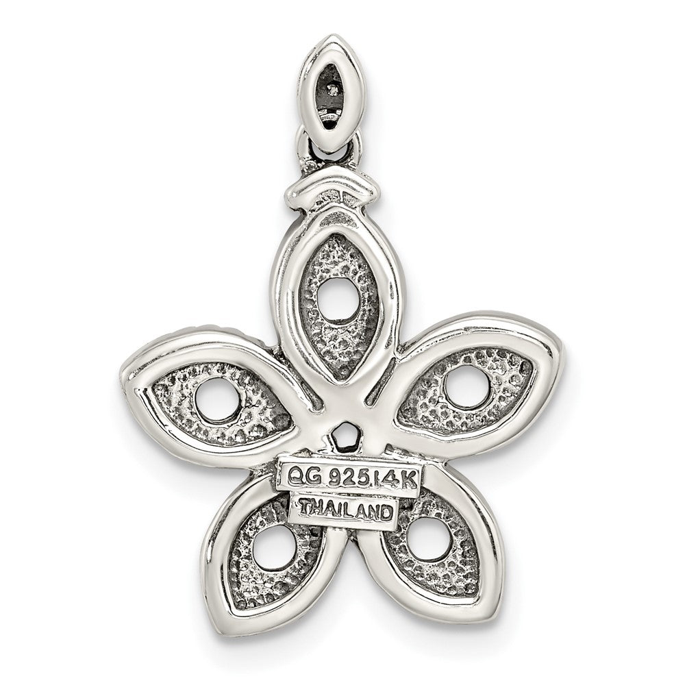 Sterlingsilber Antikisiert mit 14K/silver Bicolor 5-stone mit Diamant Mutter Anhänger
