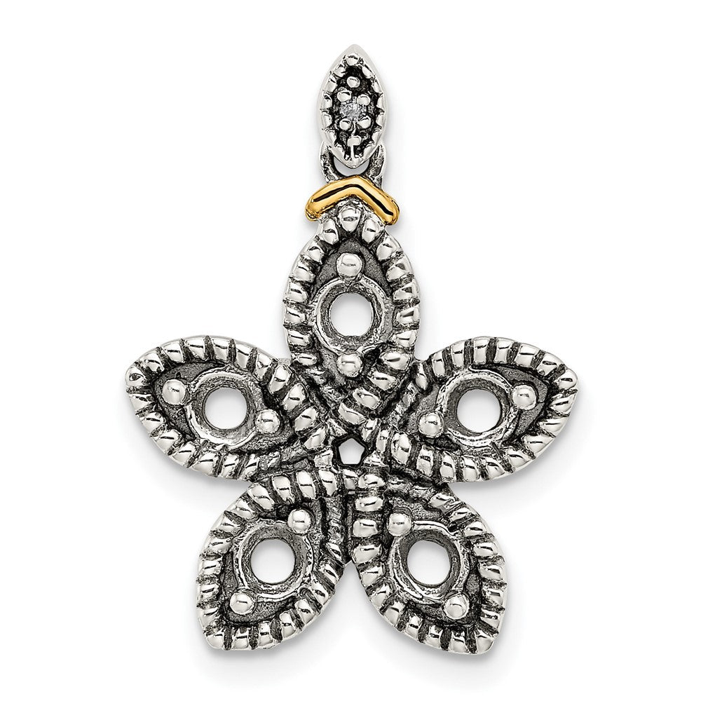 Sterlingsilber Antikisiert mit 14K/silver Bicolor 5-stone mit Diamant Mutter Anhänger