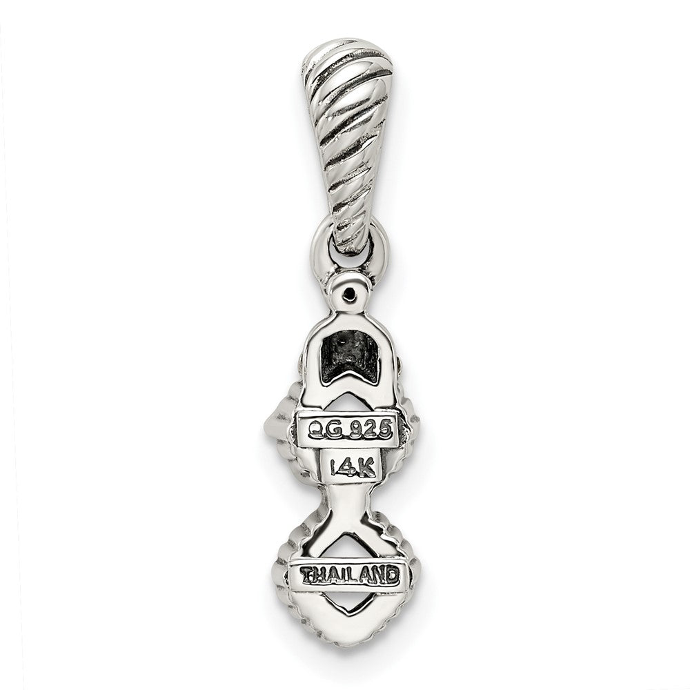 Sterlingsilber Antikisiert mit 14K/silver Bicolor 2-stone mit Diamant Mutter Anhänger