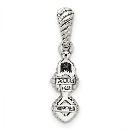 Sterlingsilber Antikisiert mit 14K/silver Bicolor 2-stone mit Diamant Mutter Anhänger