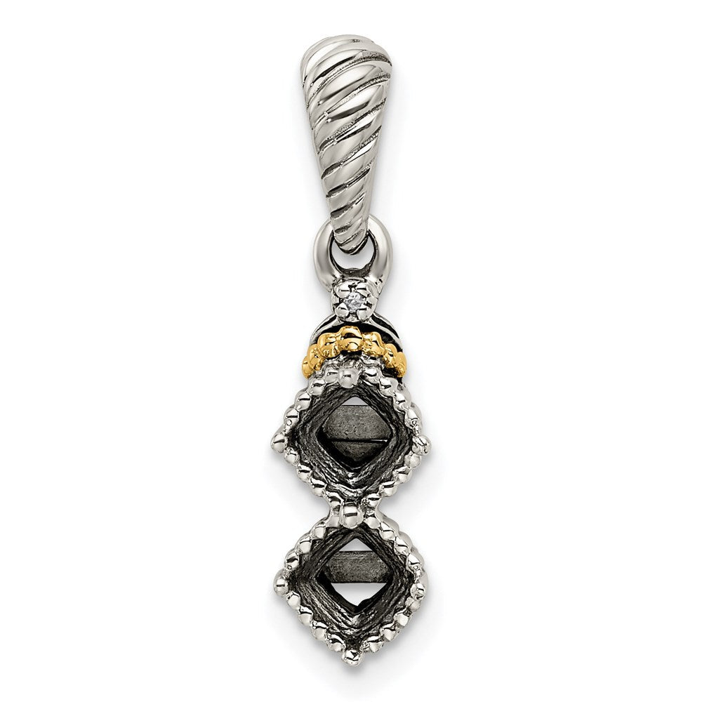 Sterlingsilber Antikisiert mit 14K/silver Bicolor 2-stone mit Diamant Mutter Anhänger