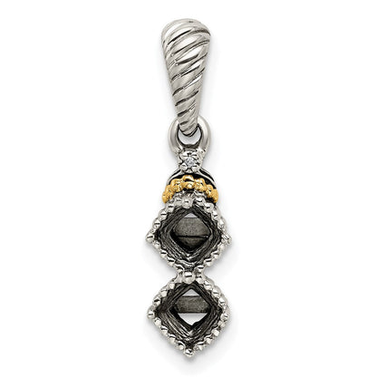 Sterlingsilber Antikisiert mit 14K/silver Bicolor 2-stone mit Diamant Mutter Anhänger