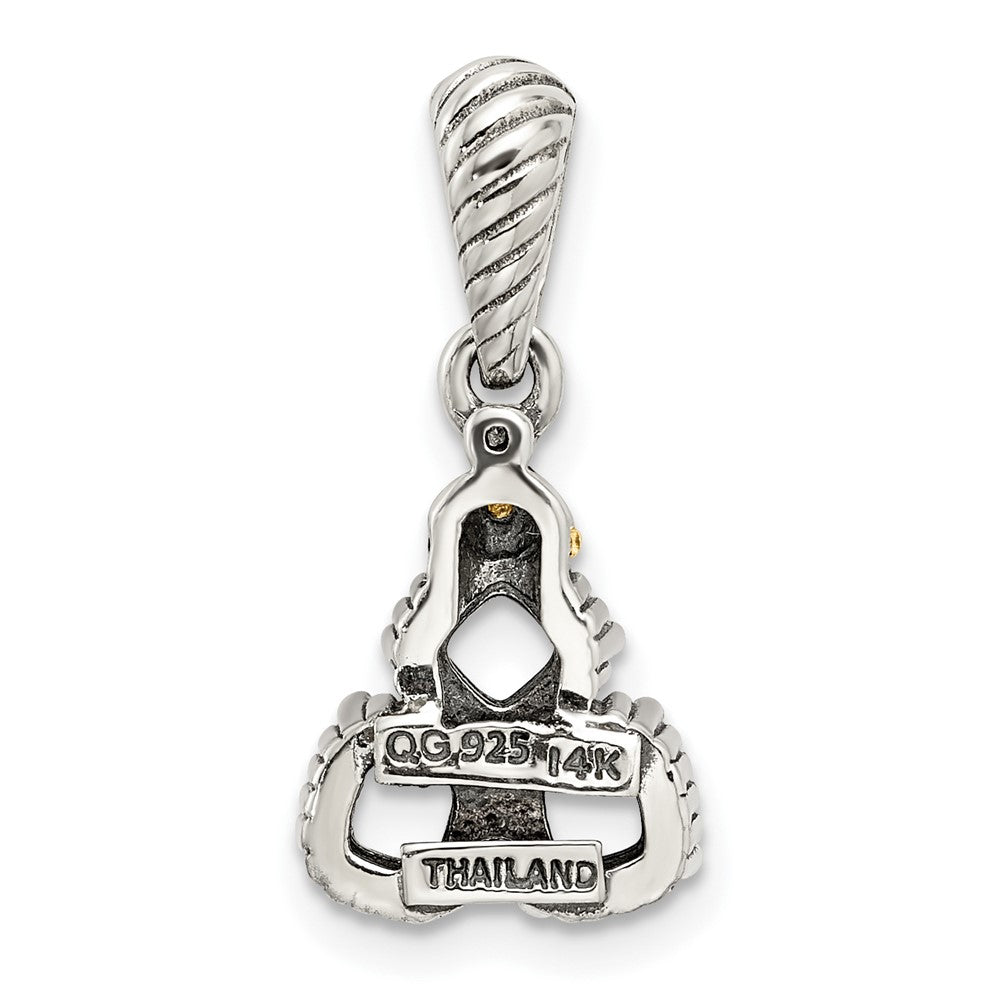 Sterlingsilber Antikisiert mit 14K/silver Bicolor 3-stone mit Diamant Mutter Anhänger