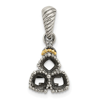 Sterlingsilber Antikisiert mit 14K/silver Bicolor 3-stone mit Diamant Mutter Anhänger