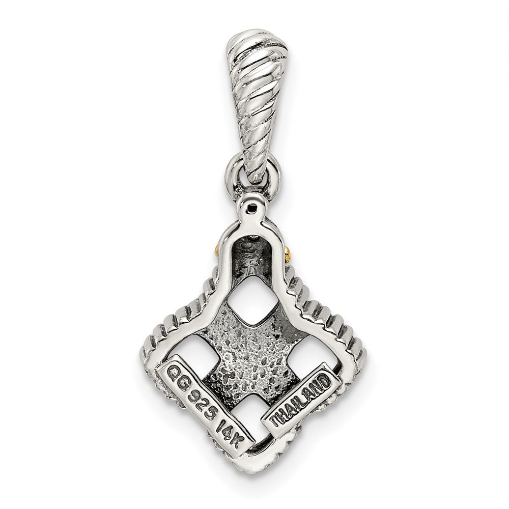 Sterlingsilber Antikisiert mit 14K/silver Bicolor 4-stone mit Diamant Mutter Anhänger