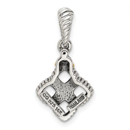 Sterlingsilber Antikisiert mit 14K/silver Bicolor 4-stone mit Diamant Mutter Anhänger