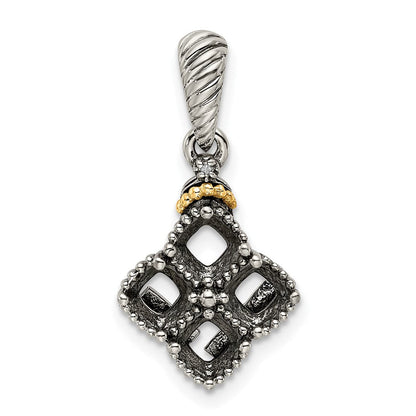 Sterlingsilber Antikisiert mit 14K/silver Bicolor 4-stone mit Diamant Mutter Anhänger