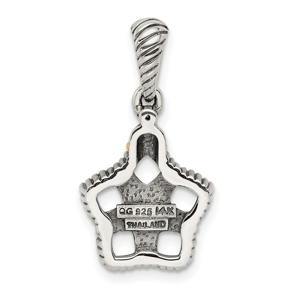 Sterlingsilber Antikisiert mit 14K/silver Bicolor 5-stone mit Diamant Mutter Anhänger