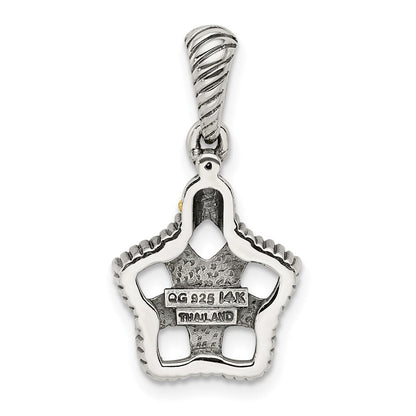 Sterlingsilber Antikisiert mit 14K/silver Bicolor 5-stone mit Diamant Mutter Anhänger