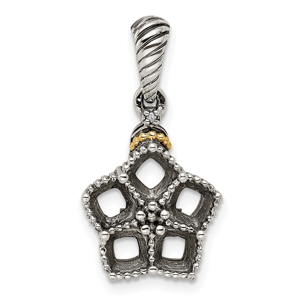 Sterlingsilber Antikisiert mit 14K/silver Bicolor 5-stone mit Diamant Mutter Anhänger