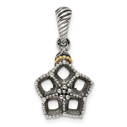Sterlingsilber Antikisiert mit 14K/silver Bicolor 5-stone mit Diamant Mutter Anhänger