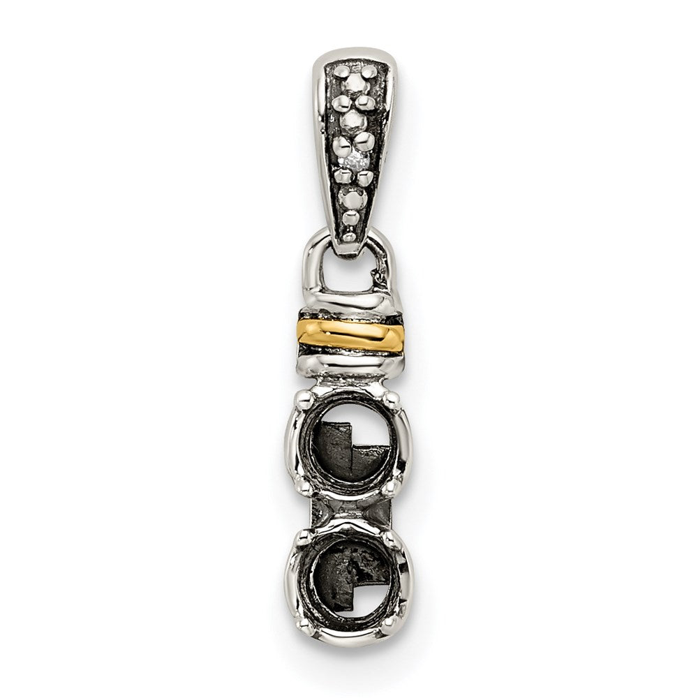 Sterlingsilber Antikisiert mit 14K/silver Bicolor 2-stone mit Diamant Mutter Anhänger