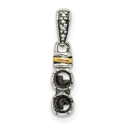 Sterlingsilber Antikisiert mit 14K/silver Bicolor 2-stone mit Diamant Mutter Anhänger