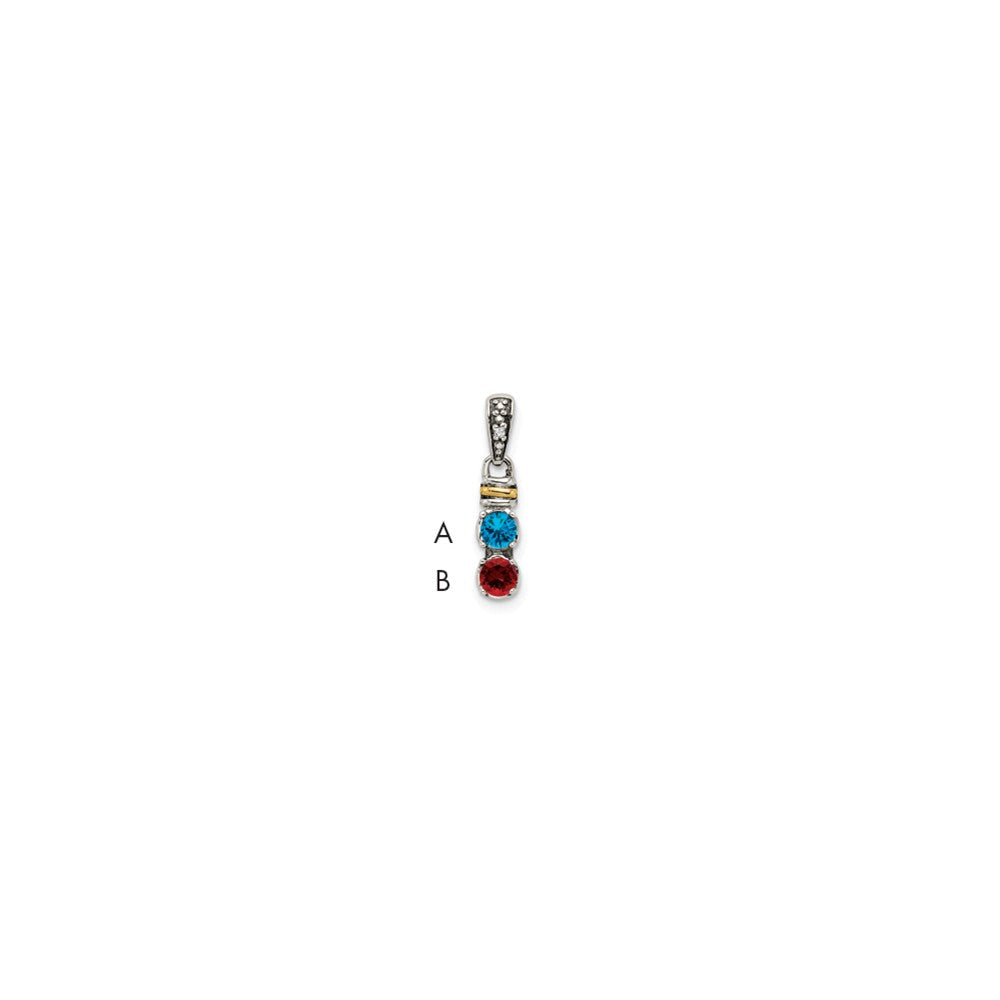 Sterlingsilber Antikisiert mit 14K/silver Bicolor 2-stone mit Diamant Mutter Anhänger
