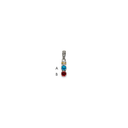 Sterlingsilber Antikisiert mit 14K/silver Bicolor 2-stone mit Diamant Mutter Anhänger