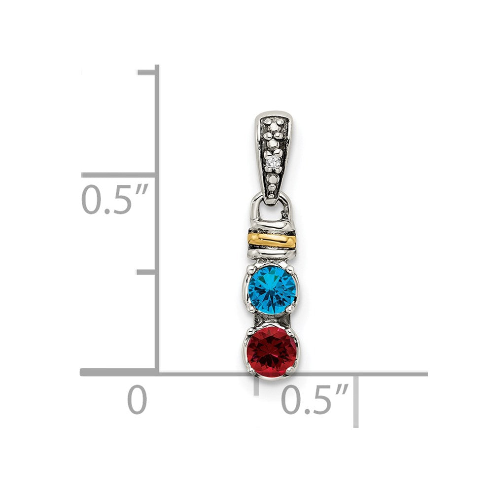 Sterlingsilber Antikisiert mit 14K/silver Bicolor 2-stone mit Diamant Mutter Anhänger