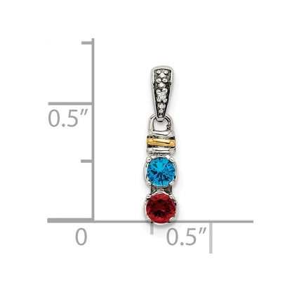 Sterlingsilber Antikisiert mit 14K/silver Bicolor 2-stone mit Diamant Mutter Anhänger