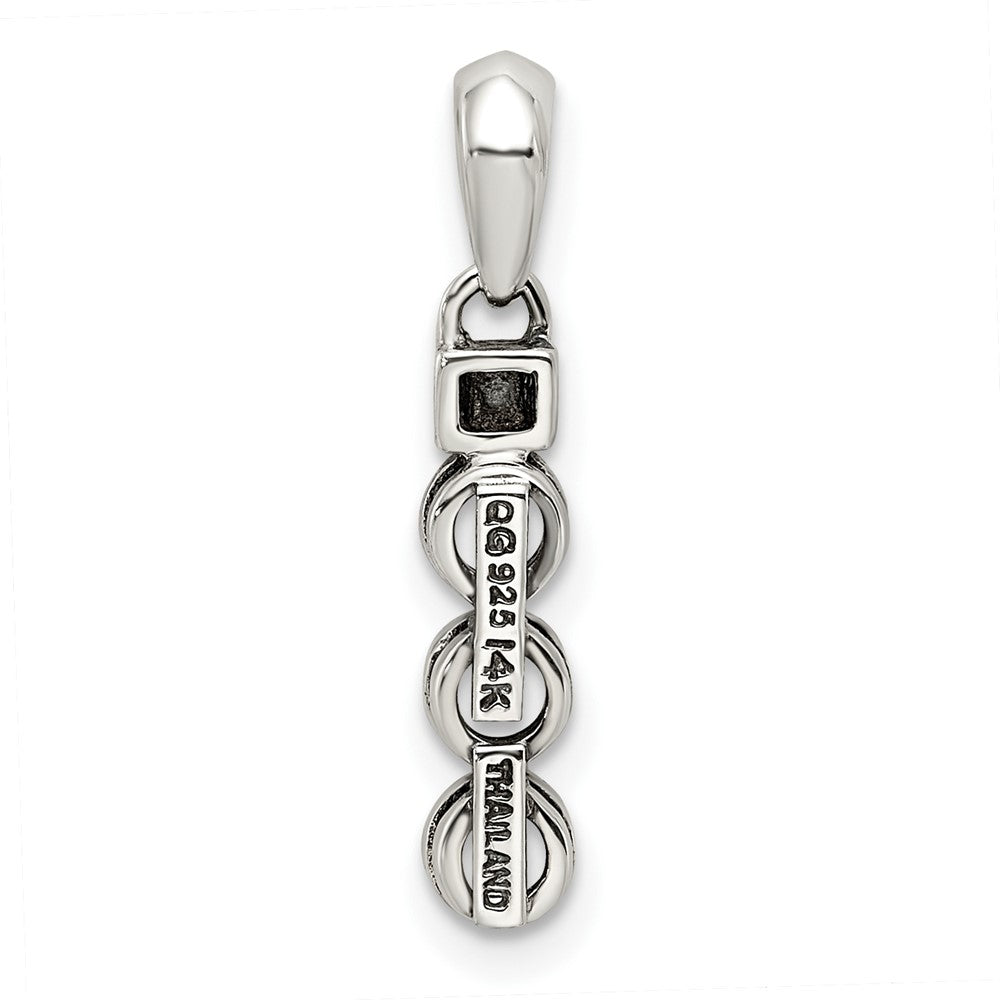 Sterlingsilber Antikisiert mit 14K/silver Bicolor 3-stone mit Diamant Mutter Anhänger