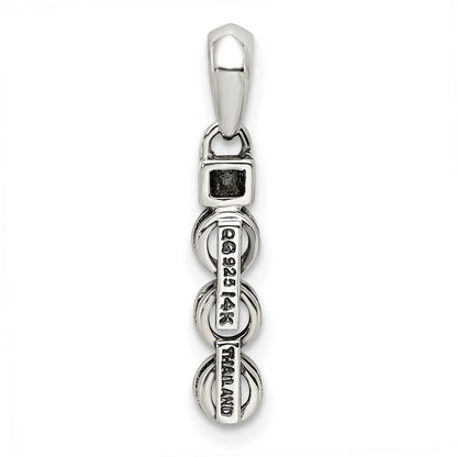 Sterlingsilber Antikisiert mit 14K/silver Bicolor 3-stone mit Diamant Mutter Anhänger