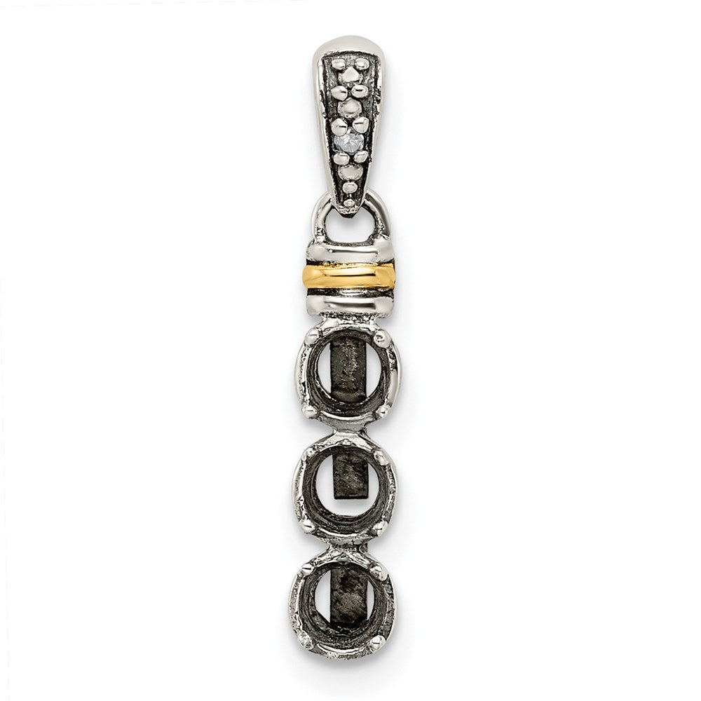 Sterlingsilber Antikisiert mit 14K/silver Bicolor 3-stone mit Diamant Mutter Anhänger