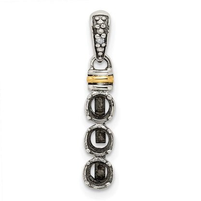 Sterlingsilber Antikisiert mit 14K/silver Bicolor 3-stone mit Diamant Mutter Anhänger