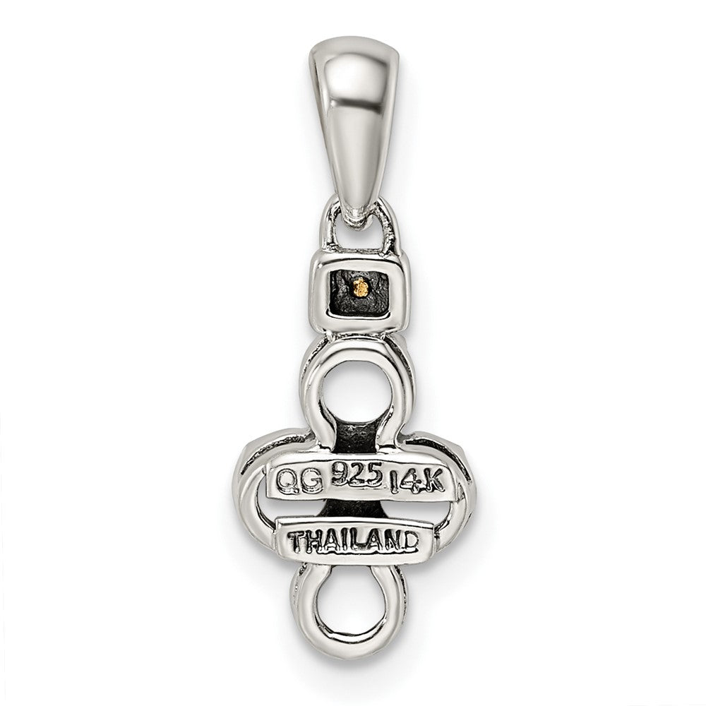 Sterlingsilber Antikisiert mit 14K/silver Bicolor 4-stone mit Diamant Mutter Anhänger