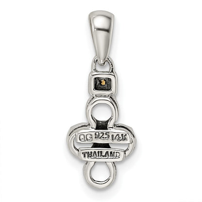 Sterlingsilber Antikisiert mit 14K/silver Bicolor 4-stone mit Diamant Mutter Anhänger