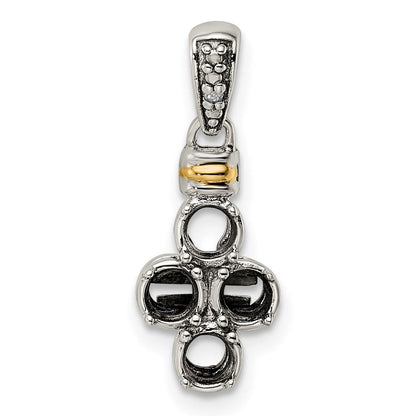 Sterlingsilber Antikisiert mit 14K/silver Bicolor 4-stone mit Diamant Mutter Anhänger