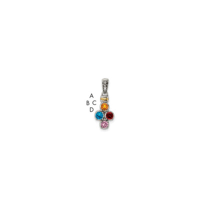 Sterlingsilber Antikisiert mit 14K/silver Bicolor 4-stone mit Diamant Mutter Anhänger