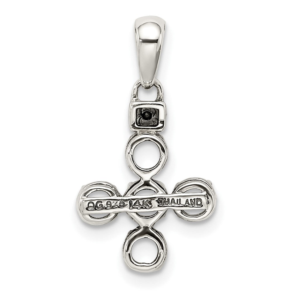 Sterlingsilber Antikisiert mit 14K/silver Bicolor 5-stone mit Diamant Mutter Anhänger