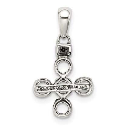 Sterlingsilber Antikisiert mit 14K/silver Bicolor 5-stone mit Diamant Mutter Anhänger