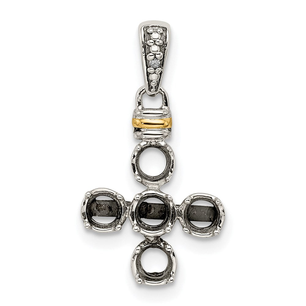 Sterlingsilber Antikisiert mit 14K/silver Bicolor 5-stone mit Diamant Mutter Anhänger