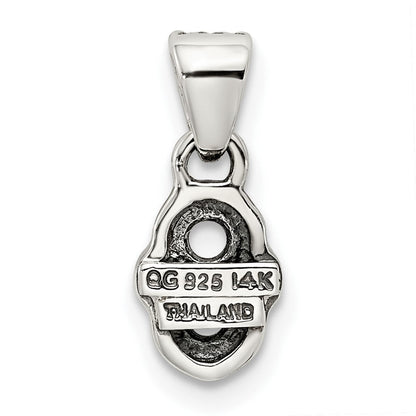 Sterlingsilber Antikisiert mit 14K/silver Bicolor 2-stone mit Diamant Mutter Anhänger