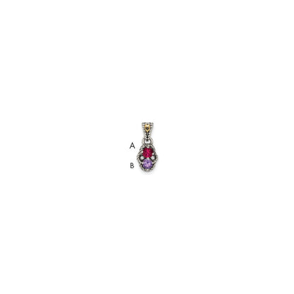 Sterlingsilber Antikisiert mit 14K/silver Bicolor 2-stone mit Diamant Mutter Anhänger