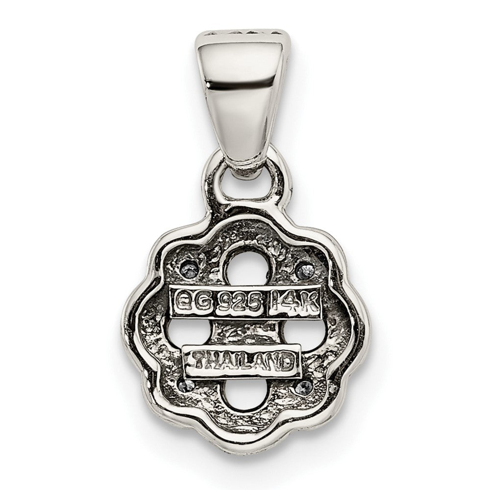 Sterlingsilber Antikisiert mit 14K/silver Bicolor 4-stone mit Diamant Mutter Anhänger