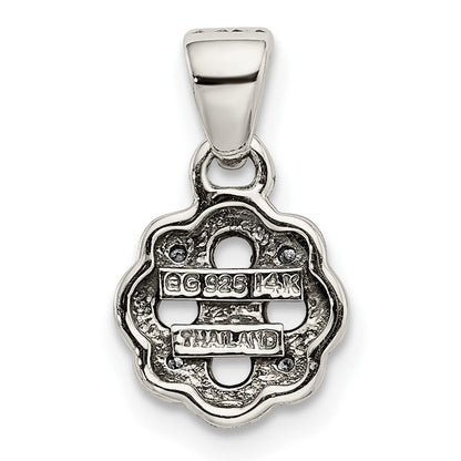 Sterlingsilber Antikisiert mit 14K/silver Bicolor 4-stone mit Diamant Mutter Anhänger