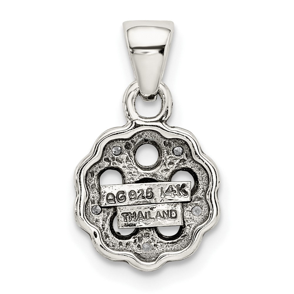 Sterlingsilber Antikisiert mit 14K/silver Bicolor 5-stone mit Diamant Mutter Anhänger