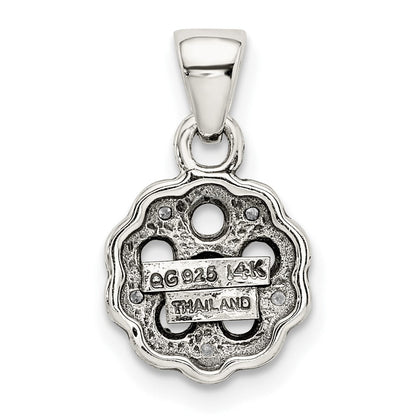 Sterlingsilber Antikisiert mit 14K/silver Bicolor 5-stone mit Diamant Mutter Anhänger