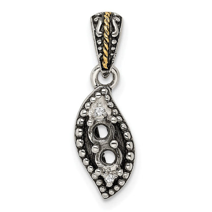 Sterlingsilber Antikisiert mit 14K/silver Bicolor 2-stone mit Diamant Mutter Anhänger