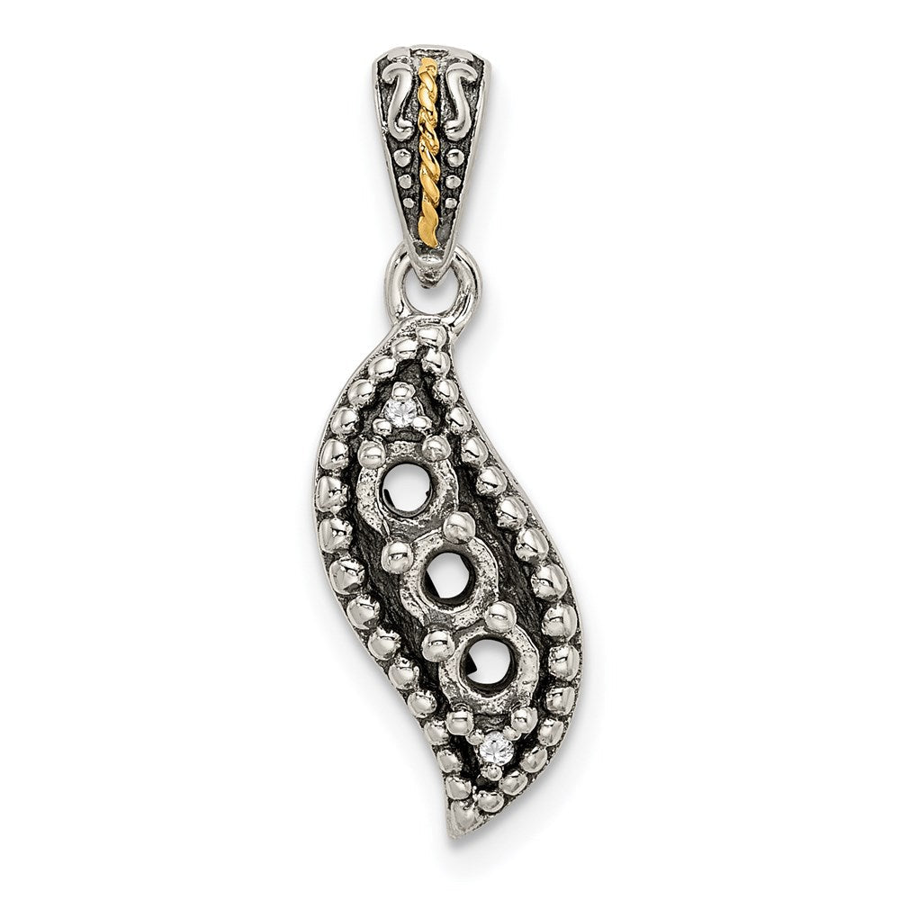 Sterlingsilber Antikisiert mit 14K/silver Bicolor 3-stone mit Diamant Mutter Anhänger